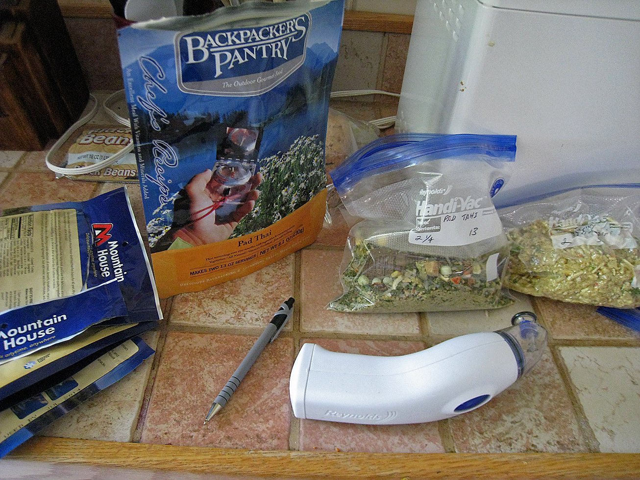 repackage backpack foods with Handi-Vac